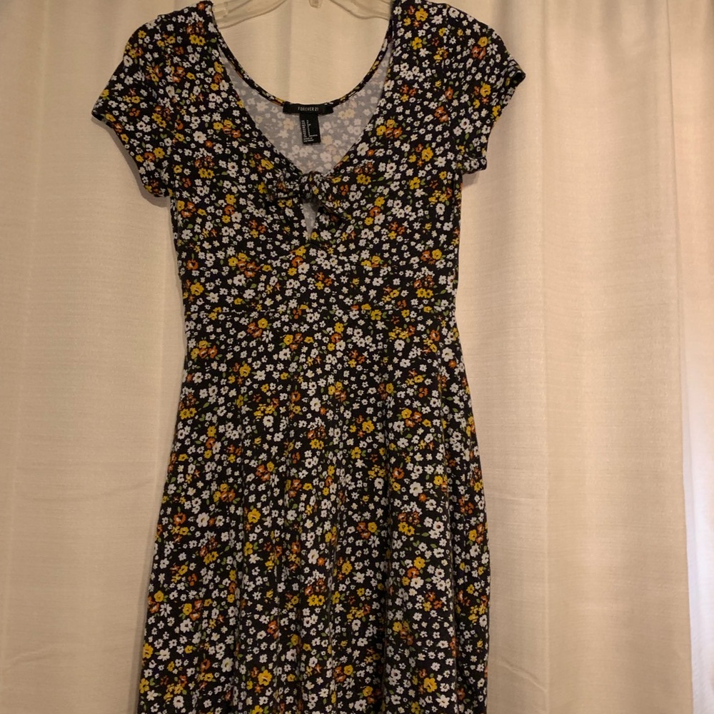 Floral Skater Dress with Keyhole Cutout